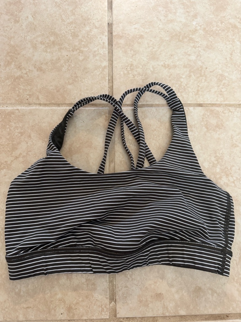 Olive green & White Striped Women's Sports Bralette